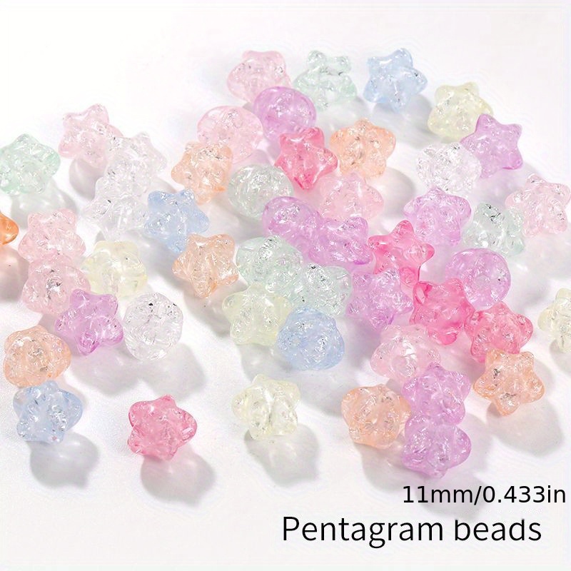 50pcs Colorful Acrylic Crackle Glass Pattern Beads for DIY Jewelry